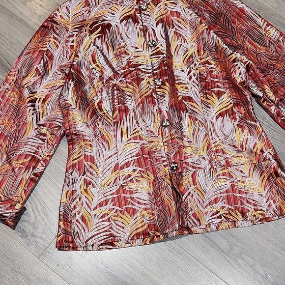 Stunning Handcrafted Metallic Mandrin Collar Statement Button Blazer - Picture 3 of 8